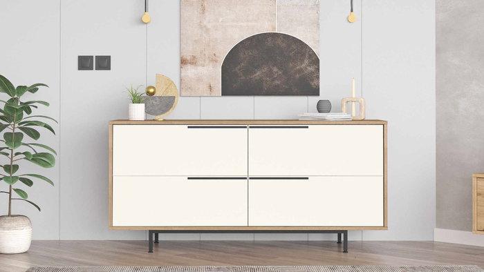 Hanah Home Consola Boh3-Sw Natural y Blanco